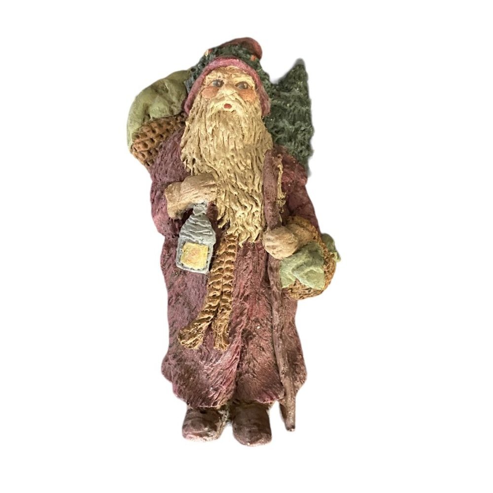 Vtg June McKenna Colonial Santa Claus Figurine Flat Back Wall Hanging‎ Christmas